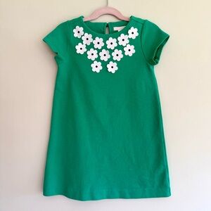 🍀Janie and Jack Green Knit Short Sleeve Floral Swing Dress Size 5